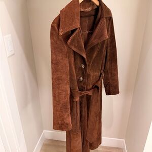Elegant Brown Suede Women's Coat